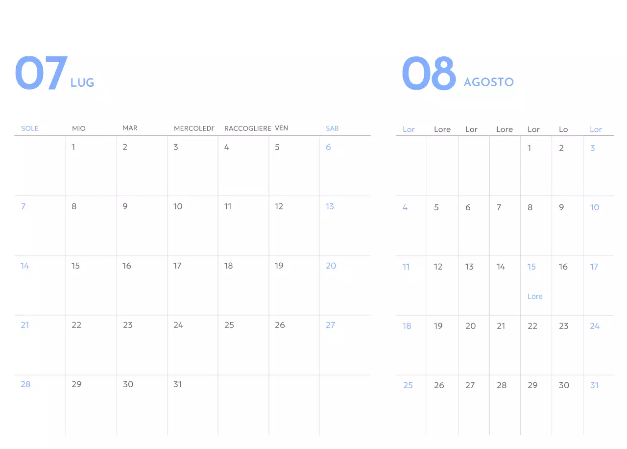 Calendario con tracker degli obiettivi con accenti blu