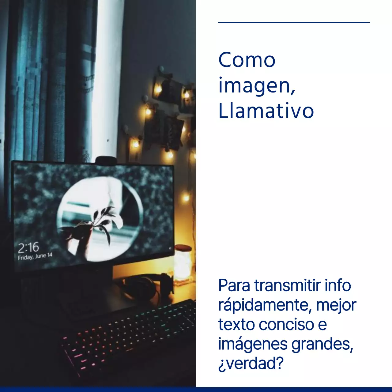 Promueva un sencillo diseño de marco de fotos en azul y blanco