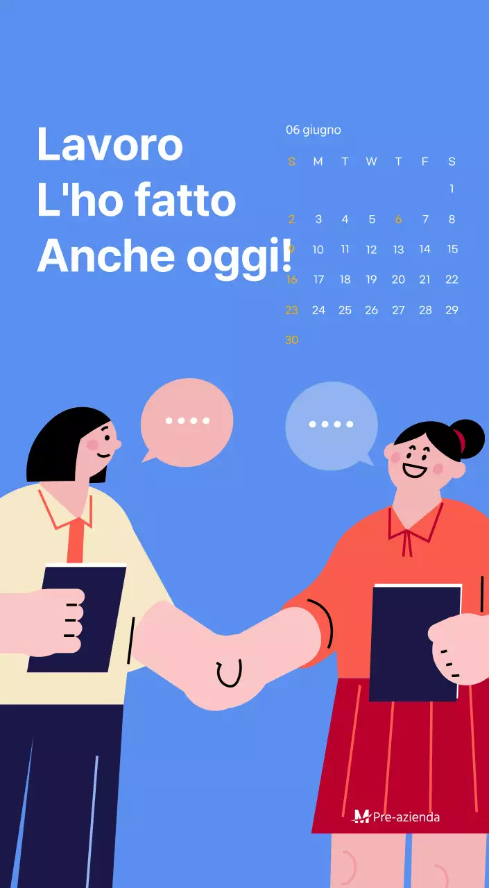 Calendario motivazionale con illustrazioni energetiche e citazioni positive su sfondo azzurro