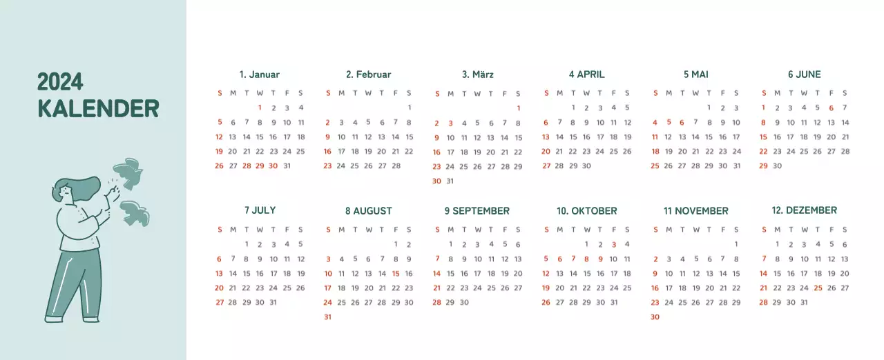 Ein Kalender mit farbenfrohen, emotionalen Illustrationen