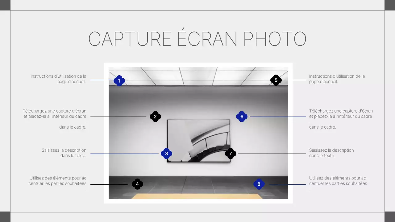 Proposition de collage de photos géométriques en blanc et bleu