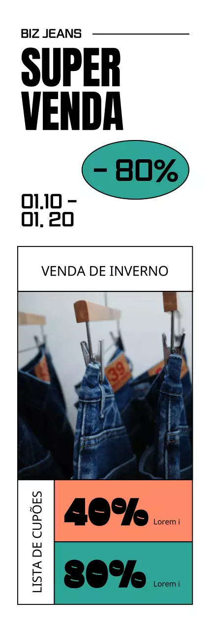 Evento promocional de desconto de marca de vestuário com um conceito de bilhete simples
