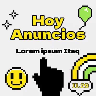 Anuncio de reunión minimalista en gris y amarillo