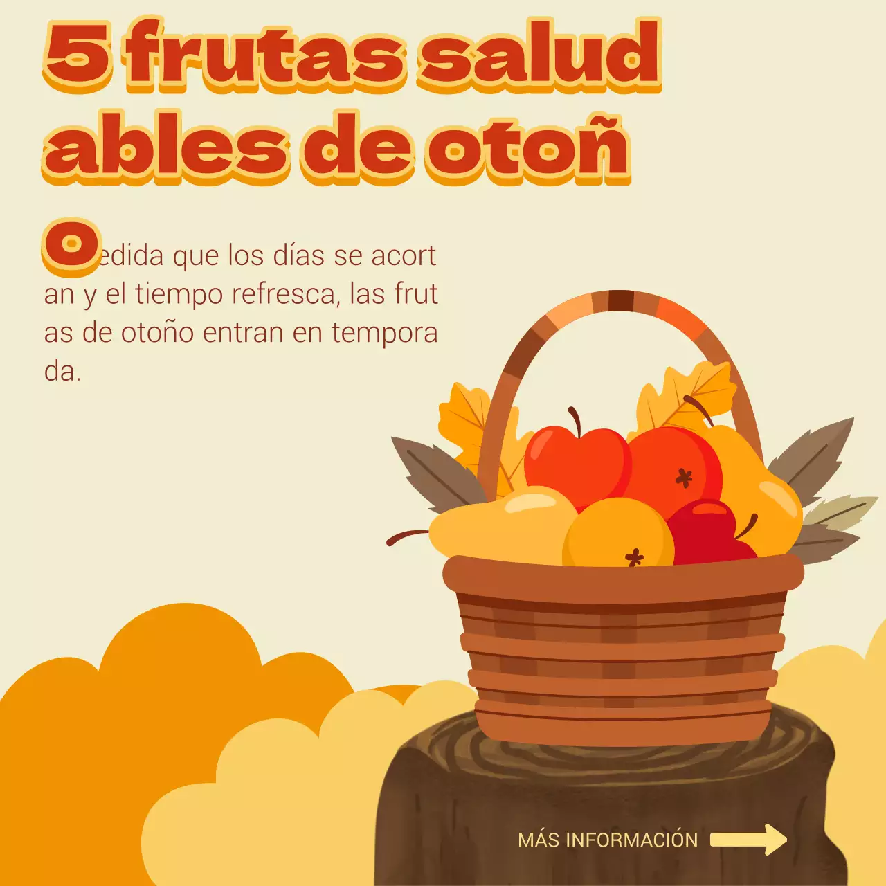 Beige y naranja sencillos para promocionar la fruta de temporada