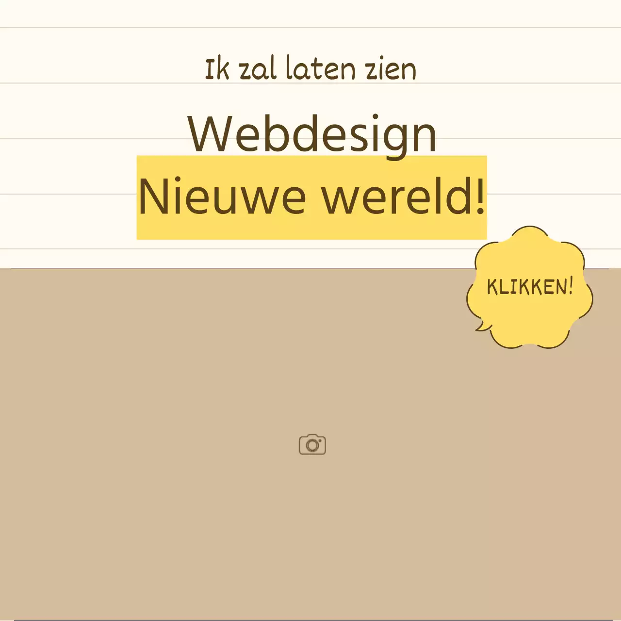 Een eenvoudig verhalend productpraatje in geel en beige