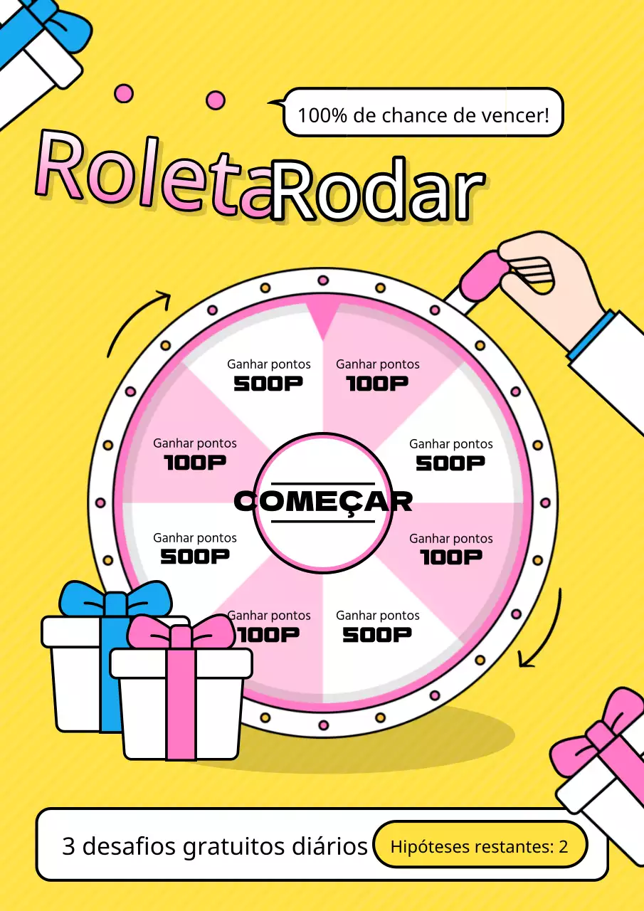 Anúncio kitsch do jogo da roleta para oferta em amarelo e cor-de-rosa