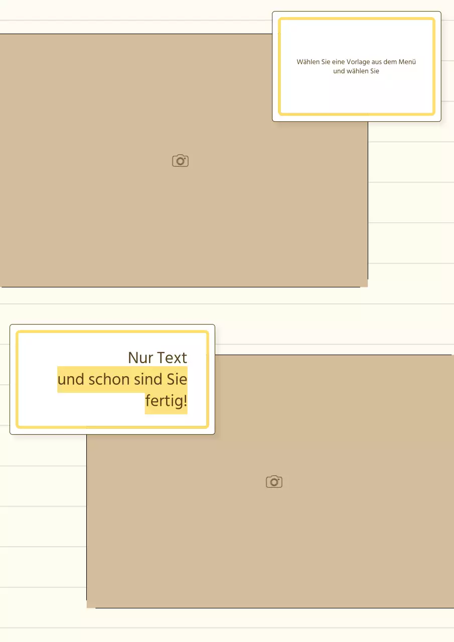 Eine einfache Storytelling-Produktpräsentation in Gelb und Beige