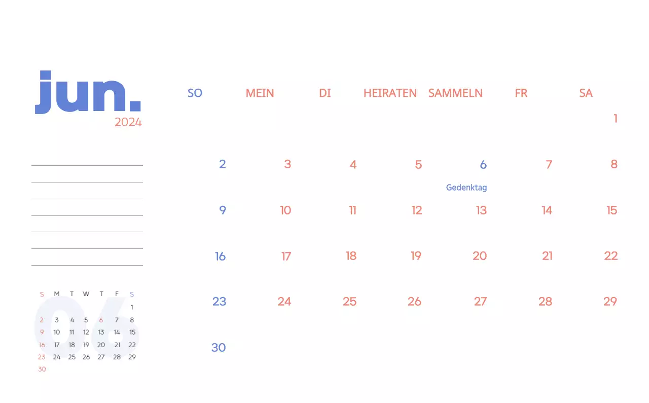 Arbeitskalender mit schönen Illustrationen