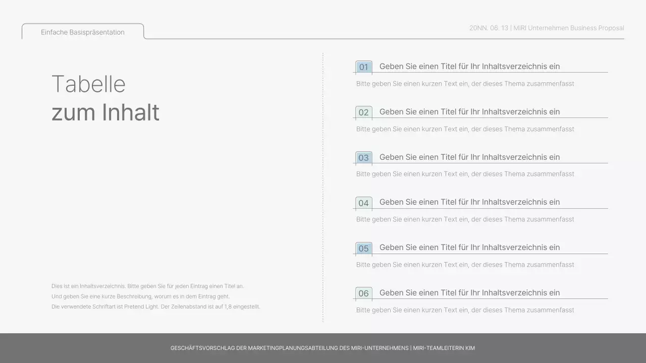 Einfacher Basisbericht in Hellblau und Hellgrün