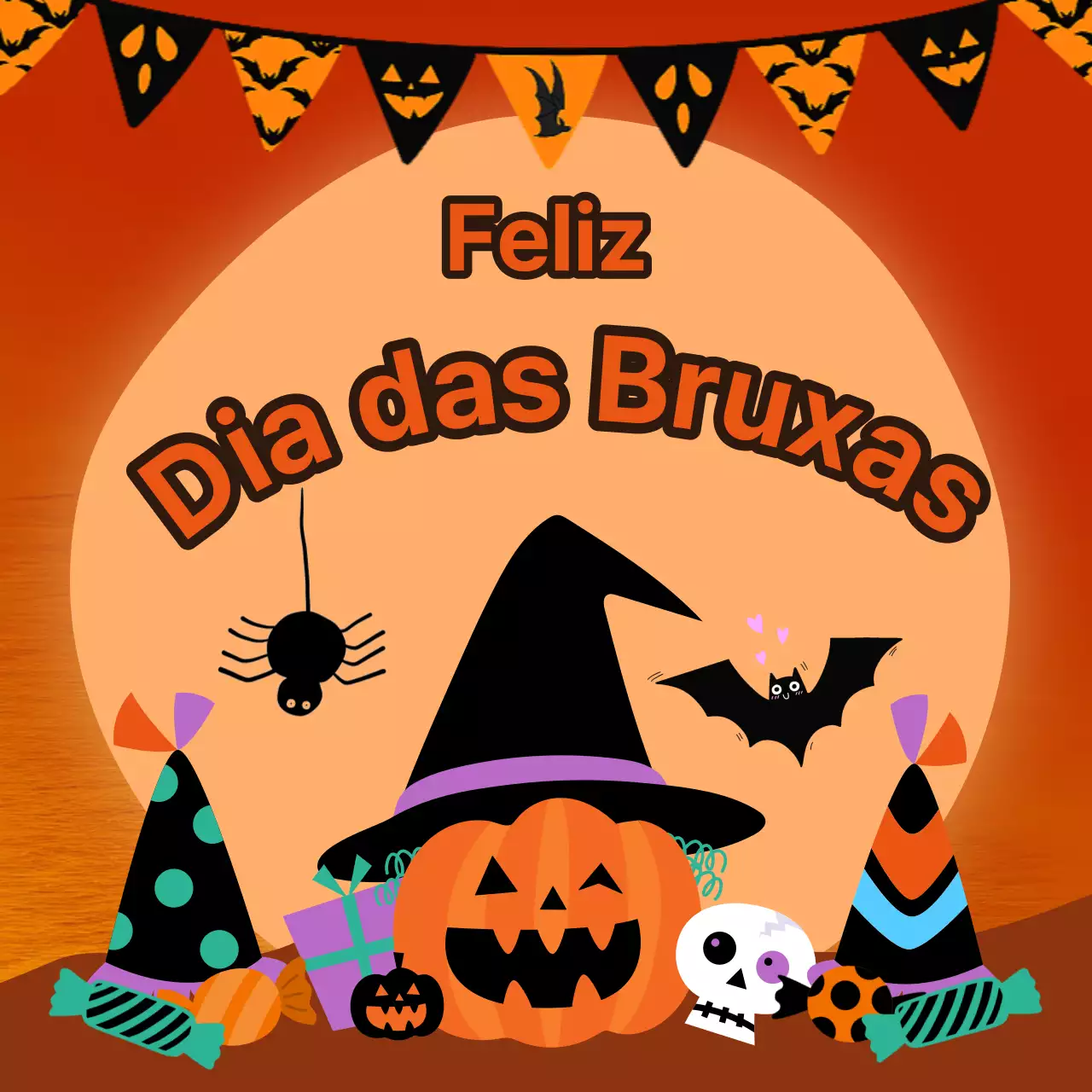 Promover ideias giras de decoração de Halloween em cor de laranja