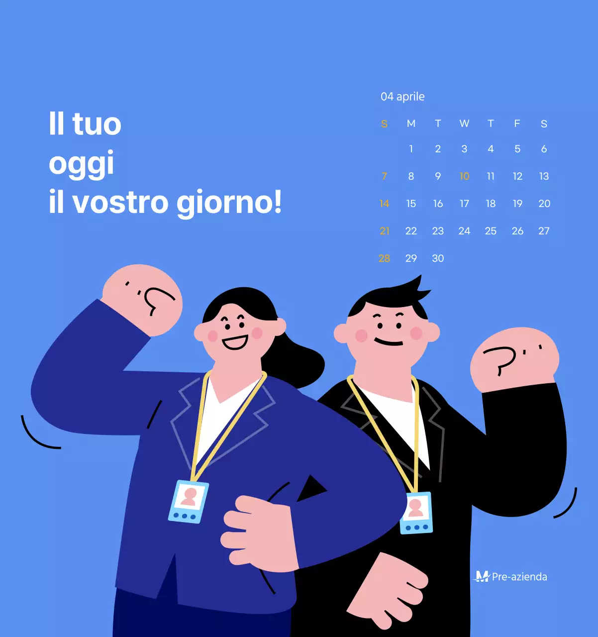 Calendario motivazionale con illustrazioni energetiche e citazioni positive su sfondo azzurro