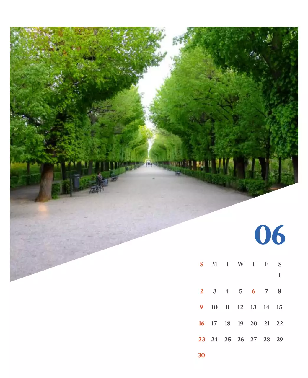 Calendario hospitalario con fotos de paisajes estacionales