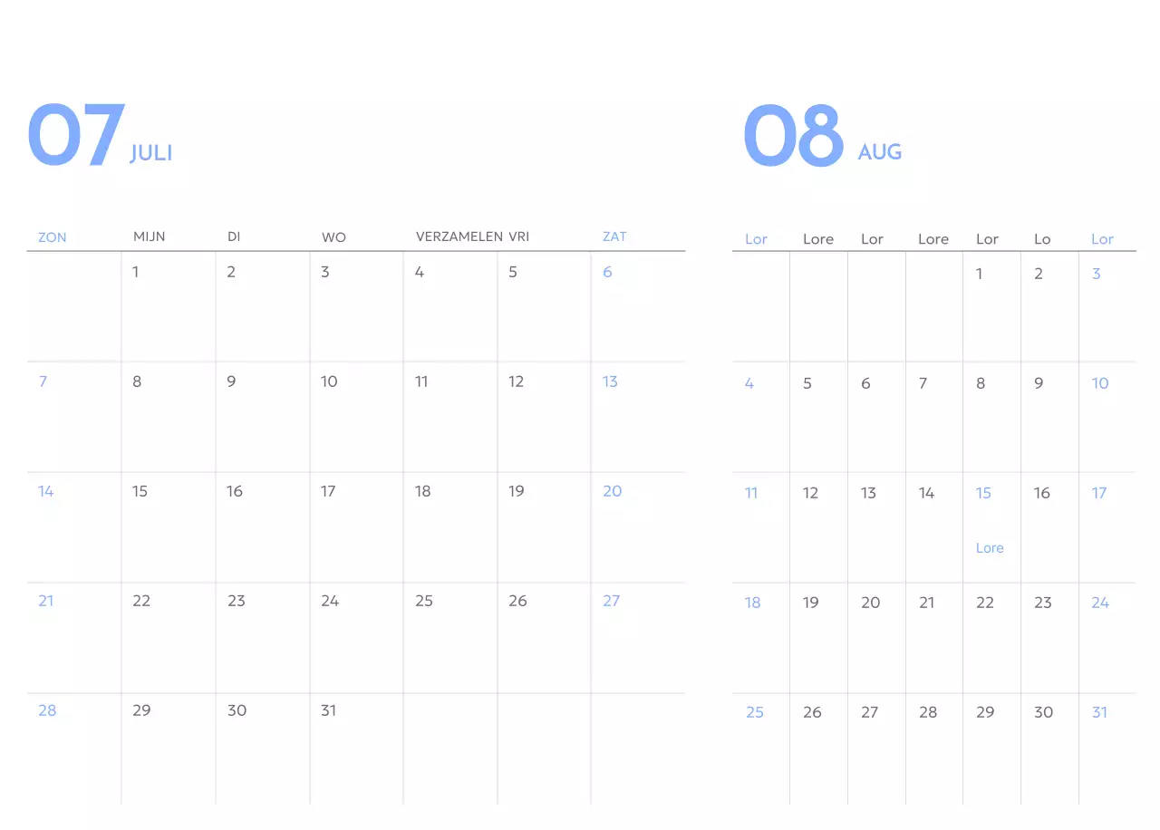 Goal tracker kalender met een vleugje blauw