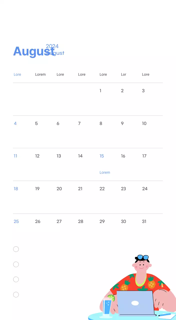 Motivationskalender mit energiegeladenen Illustrationen und positiven Zitaten auf hellblauem Hintergrund