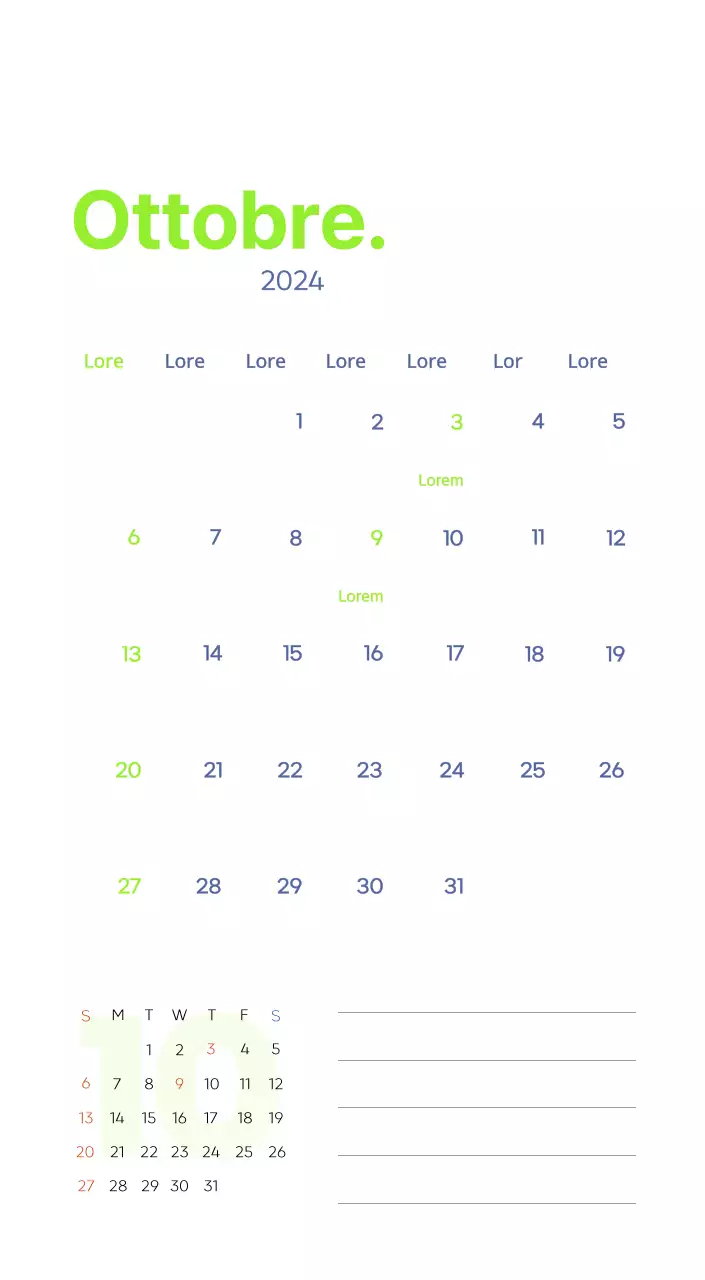 Calendario di lavoro con splendide illustrazioni