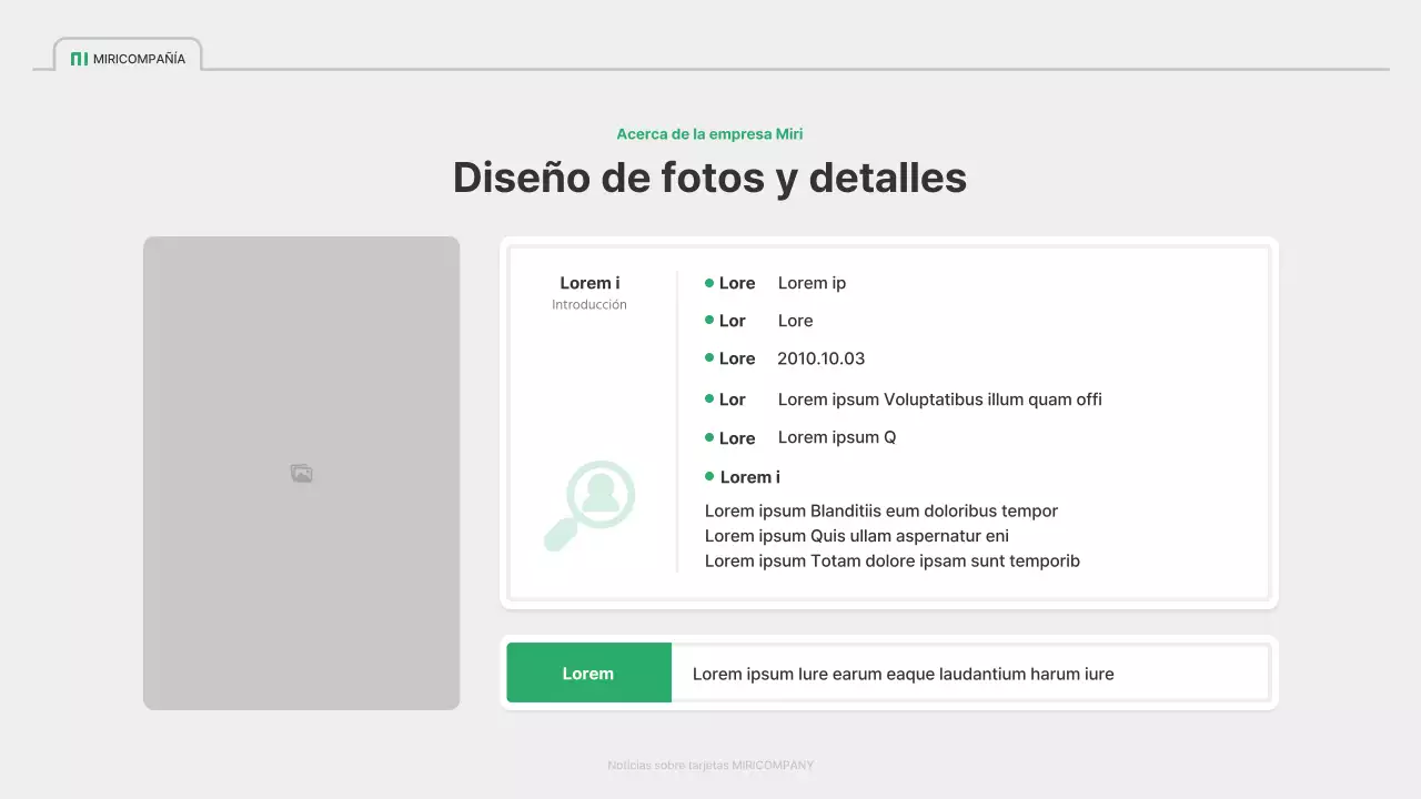 Un sencillo perfil de empresa verde y gris