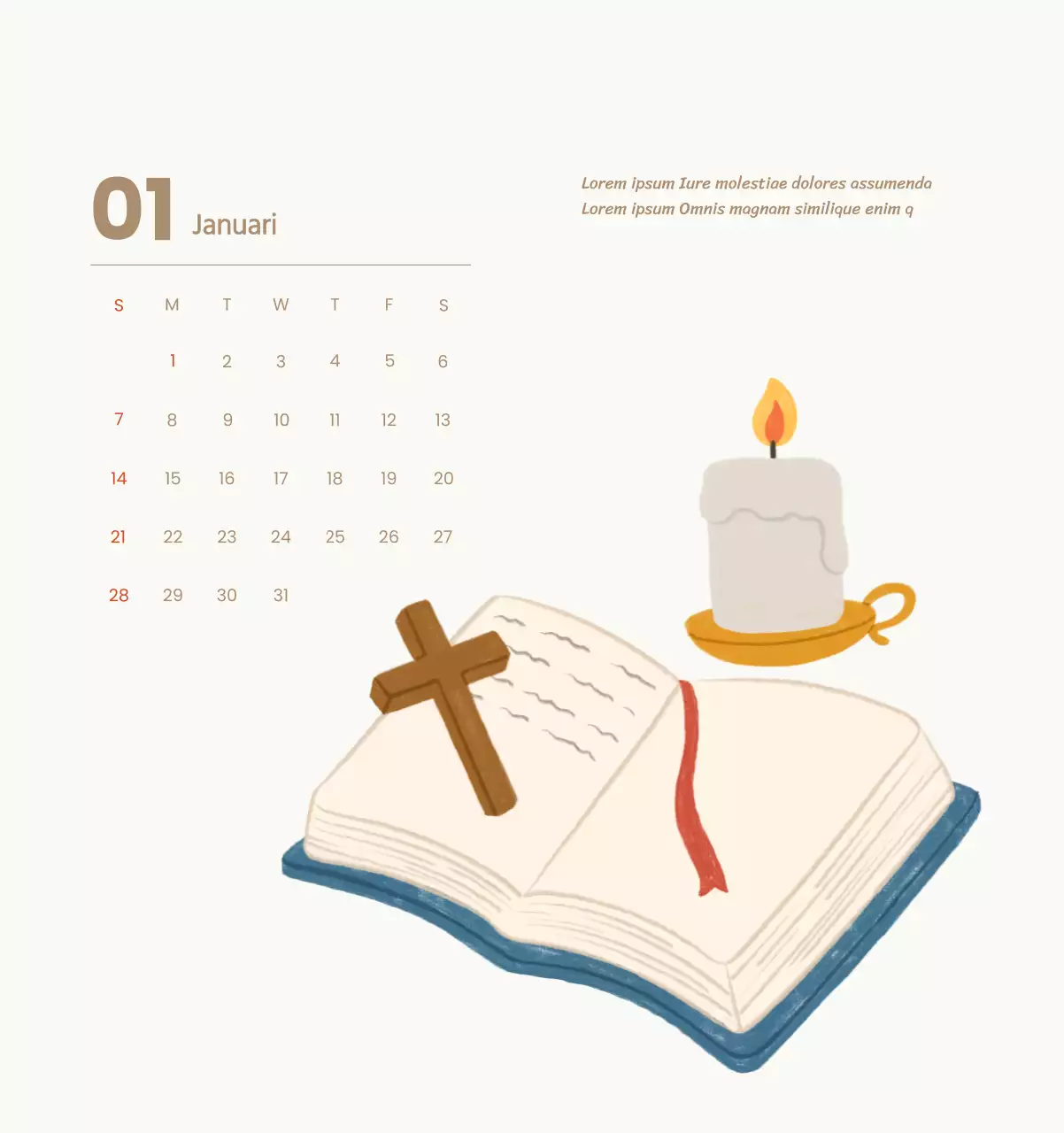 Een devotiekalender met gezellige illustraties en bijbelverzen op een lichtblauwe achtergrond