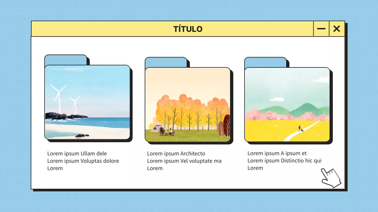 Interfaz de usuario de escritorio minimalista en azul y amarillo Perfil de la empresa