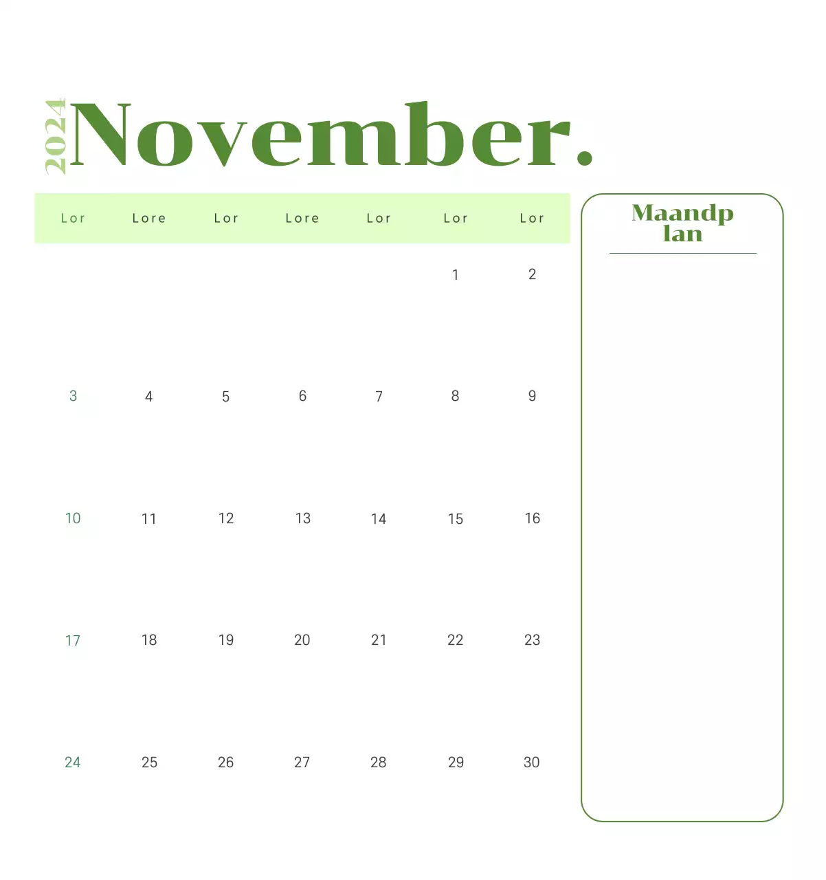 Kalender met jeugdillustraties op een gele en groene achtergrond