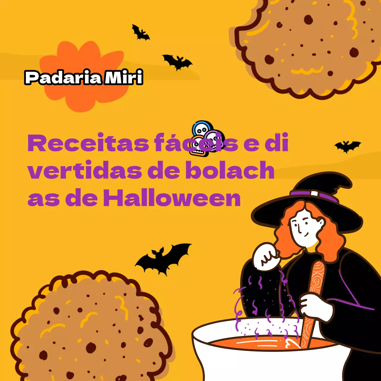 Biscoitos promocionais de Halloween kitsch amarelos e roxos DIY