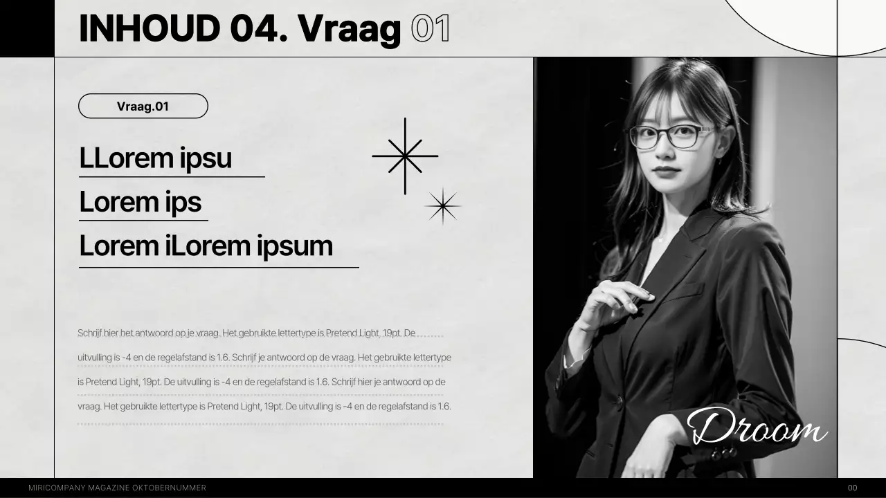 Een modern intern interviewmagazine in zwart-wit