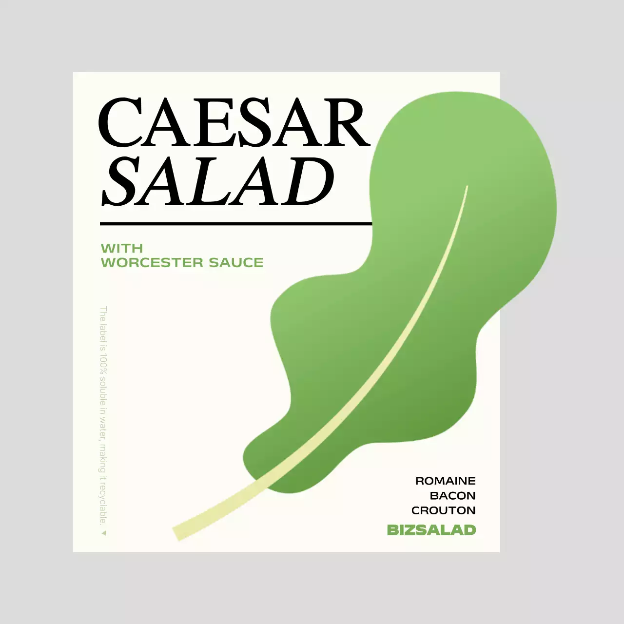 Label salad dengan ilustrasi sayuran hijau dan merah