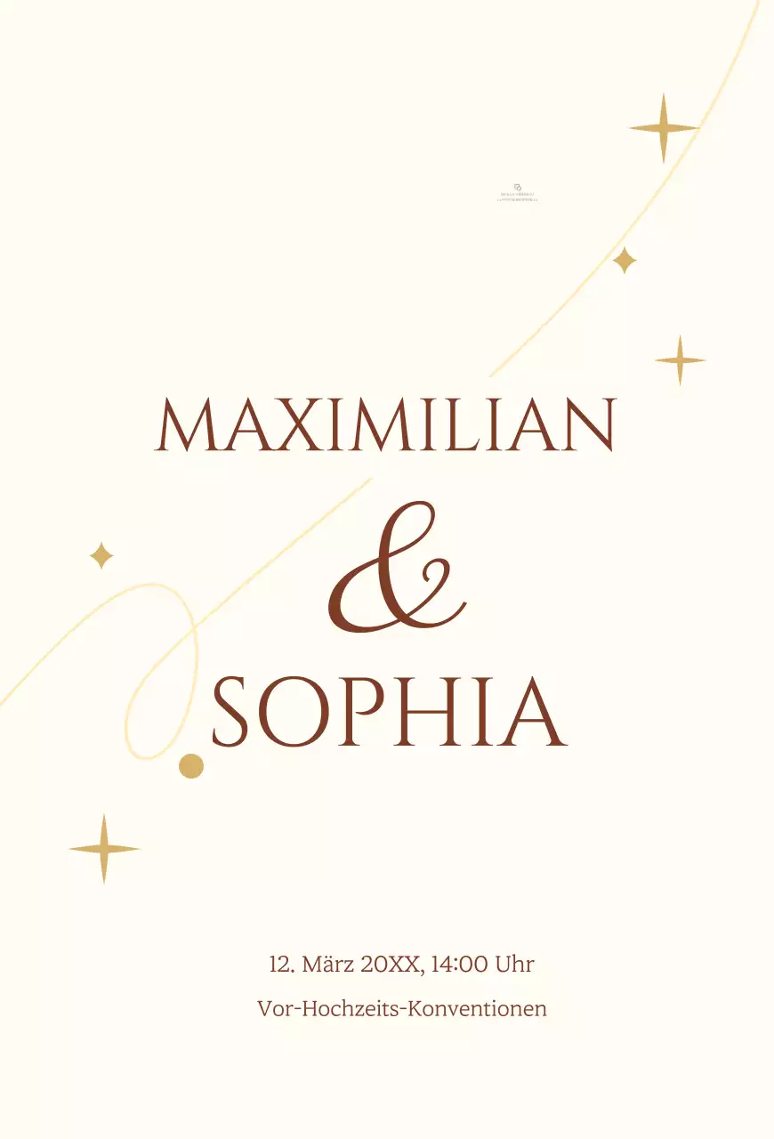 Ein sentimentales Konzept Hochzeitseinladung mit einem hellgelben Stern und Linie Illustration