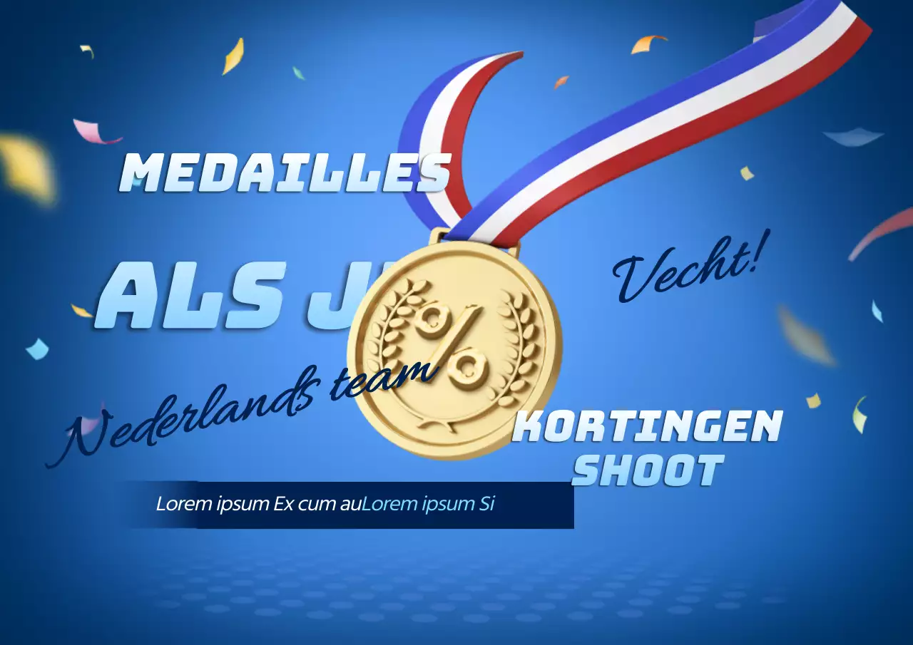 Promoot een evenement met korting om een medaille te winnen op trend in blauw en goud