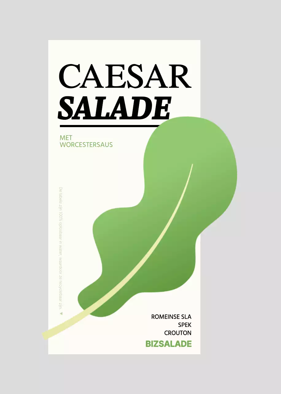 Salade-etiketten met illustraties van groene en rode groenten
