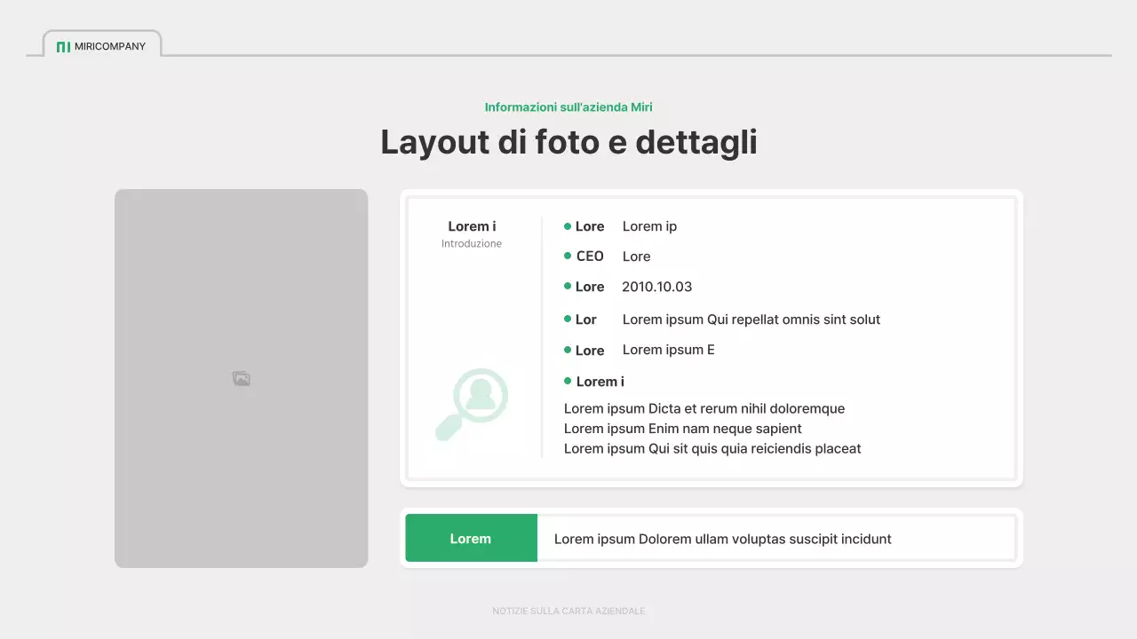 Un semplice profilo aziendale in verde e grigio