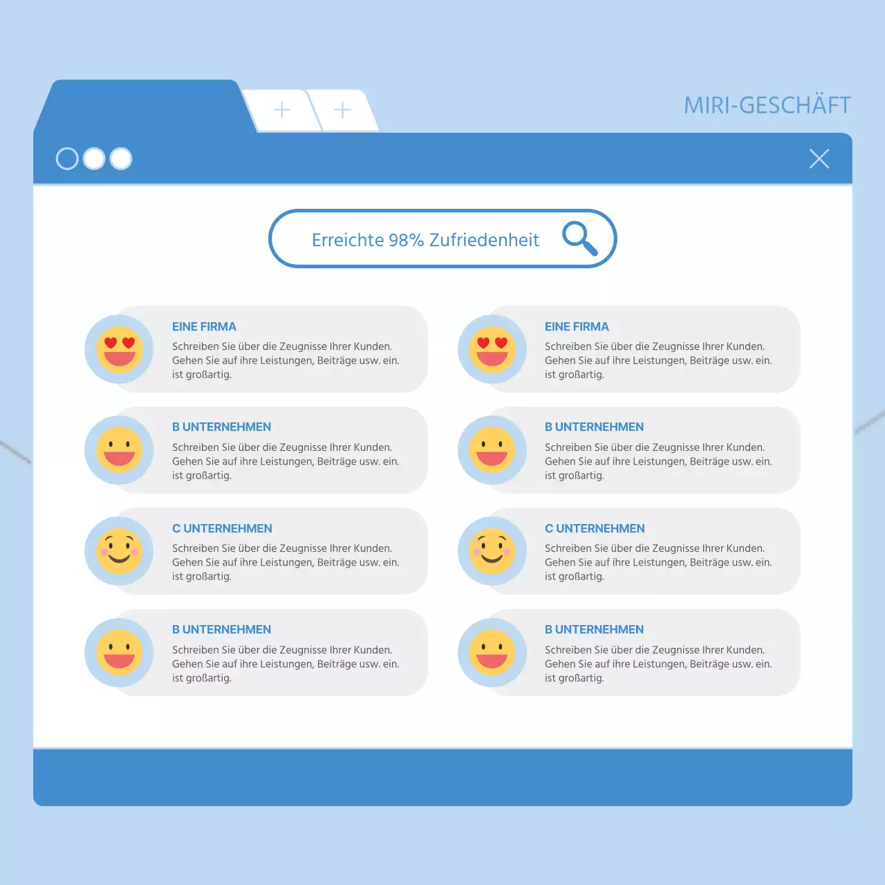 Moderne Firmenwerbung in Blau und Weiß