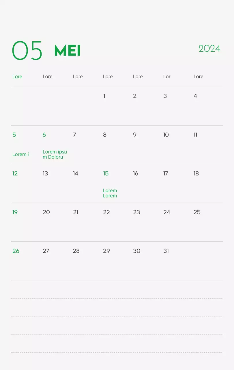 Een kalender met een afbeelding van een puppy en een schattige boodschap in groene accenten