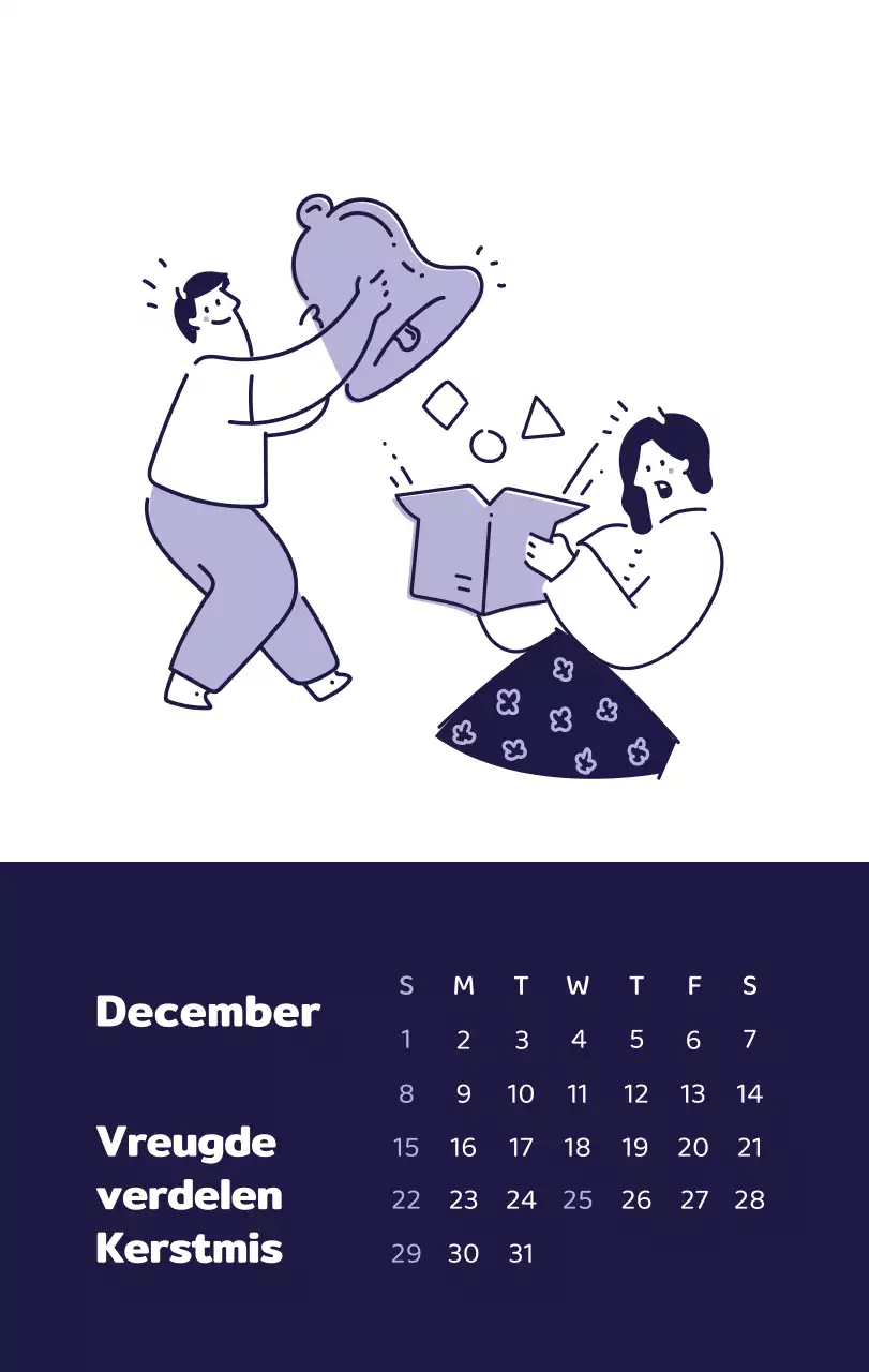 Een kalender met kleurrijke, emotionele illustraties