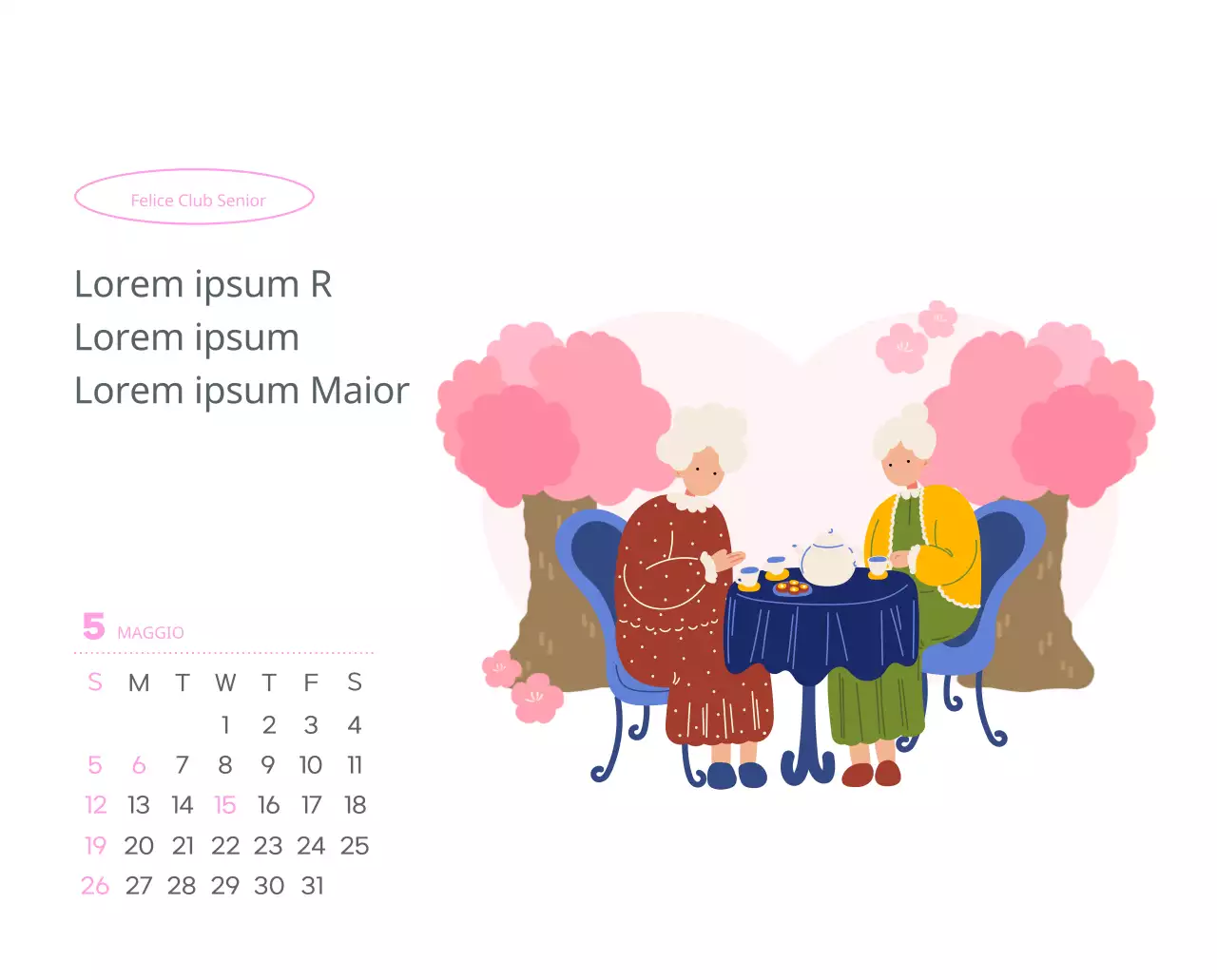Calendario di lavoro con splendide illustrazioni