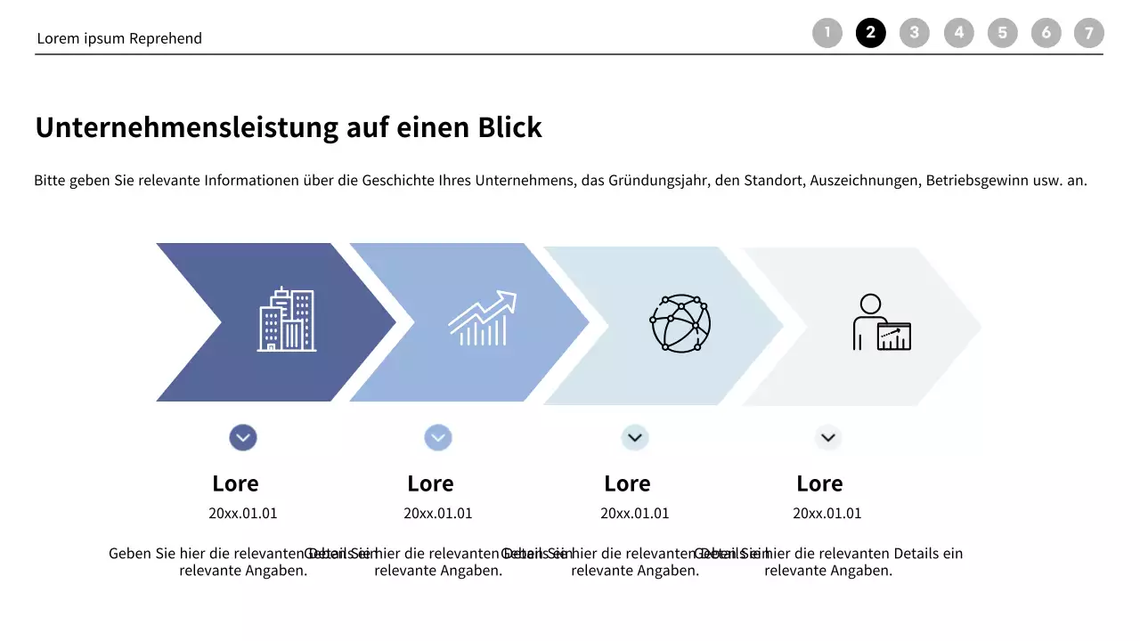 Modernes Meeting Business Firmenprofil in blau