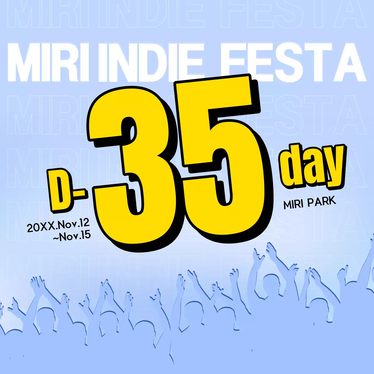 Promote a kitschy music festival in light blue