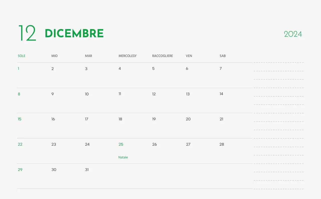 Un calendario con l'immagine di un cucciolo e un simpatico messaggio in verde.