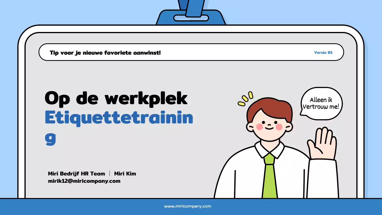 Een mooi trainingsdek voor nieuwe werknemers in lichtblauw en zwart