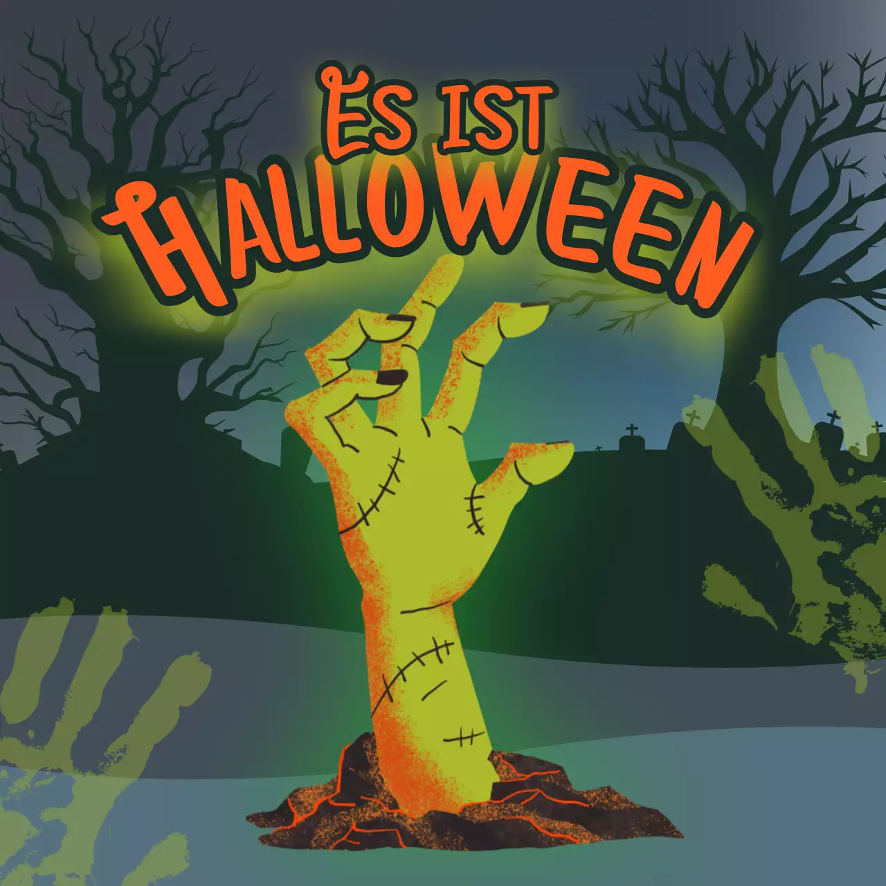 Das grün-orangefarbene Sci-Fi-Halloweenkostüm