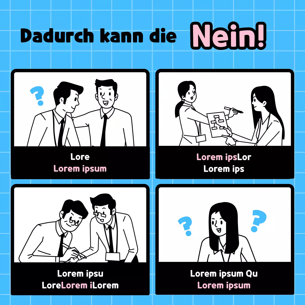 Kitschige Arbeitsplatzschulung mit hellblauem Hintergrund