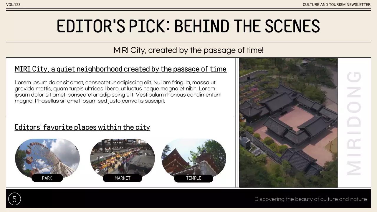 베이지 전통 사원 뉴스레터 프레젠테이션