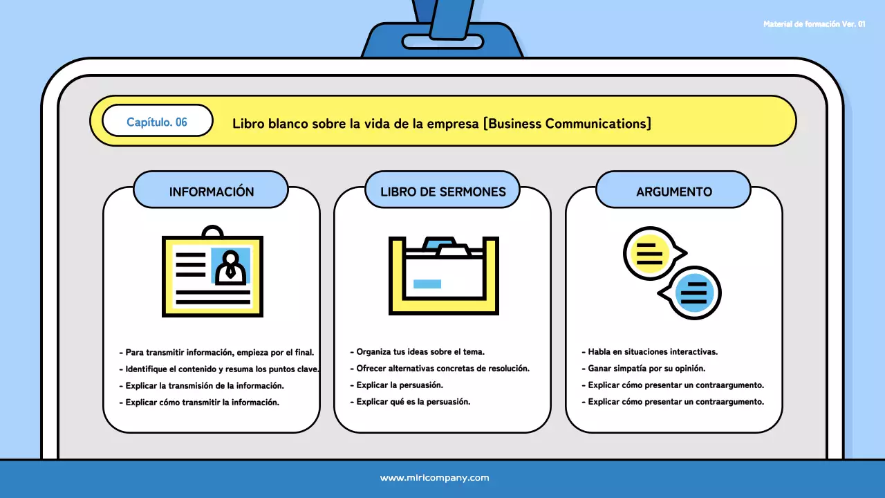 Una bonita cubierta de formación para nuevos empleados en azul claro y negro