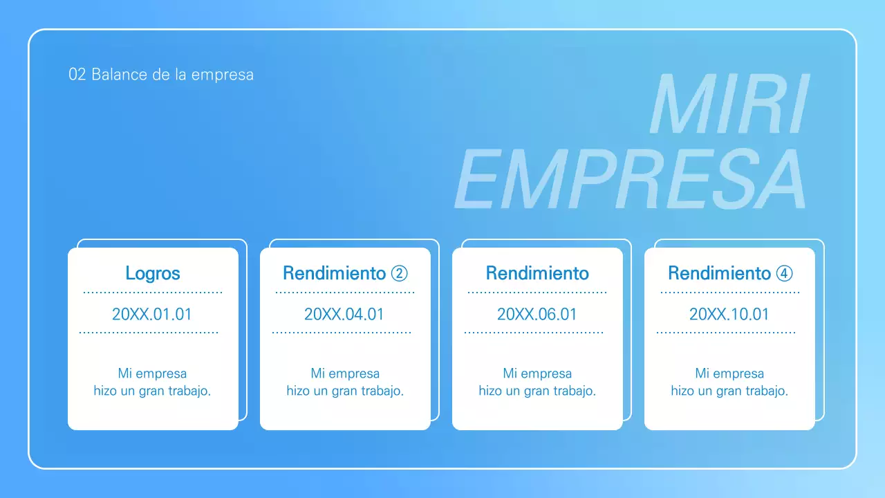 Presentación empresarial minimalista en azul claro y blanco