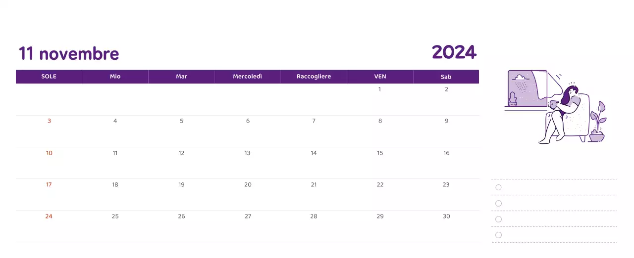 Un calendario con illustrazioni colorate ed emozionali