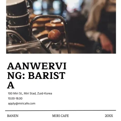 Een eenvoudig wit en zwart wervingspraatje voor barista's