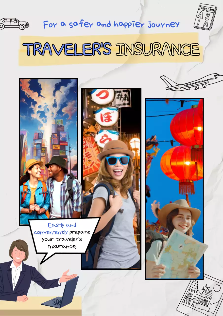 베이지 모던 여행 홍보 포스터