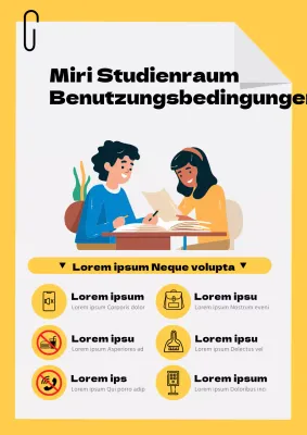 Einfache, gelbe Studienraumordnung