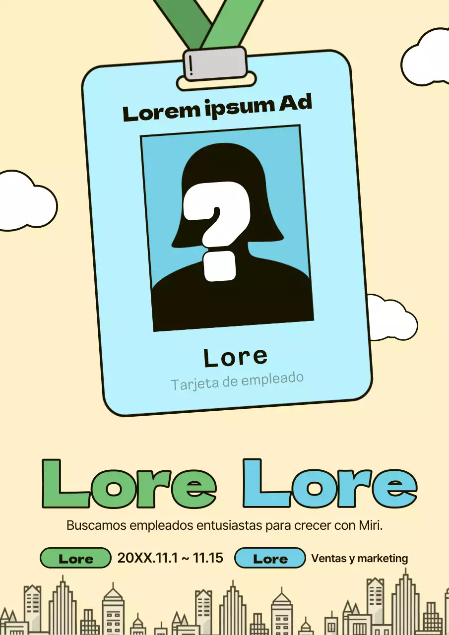 Un sencillo anuncio de contratación en verde y azul claro