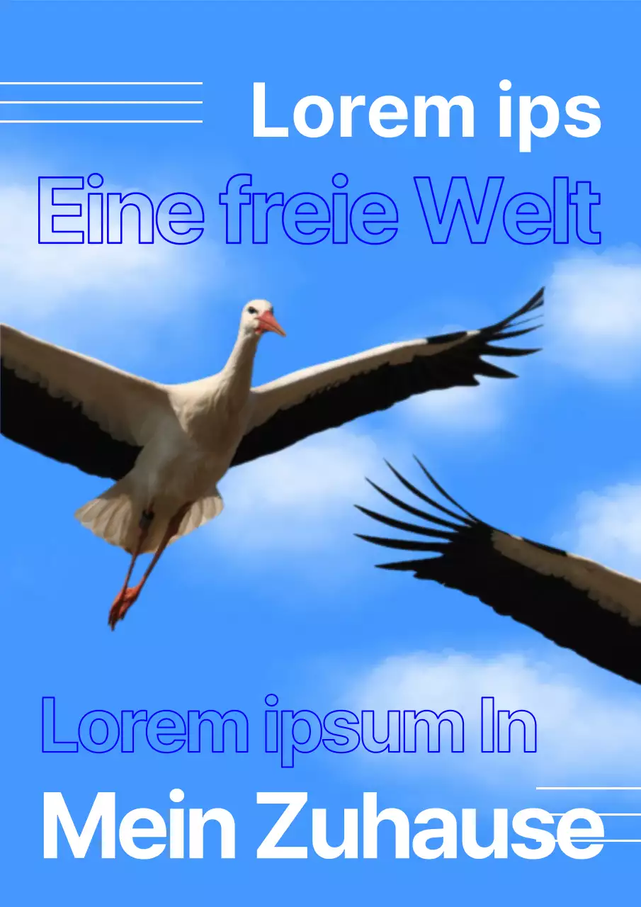 Ein blau-weißes Retro-Zugvogel-Umweltbildungsmaterial