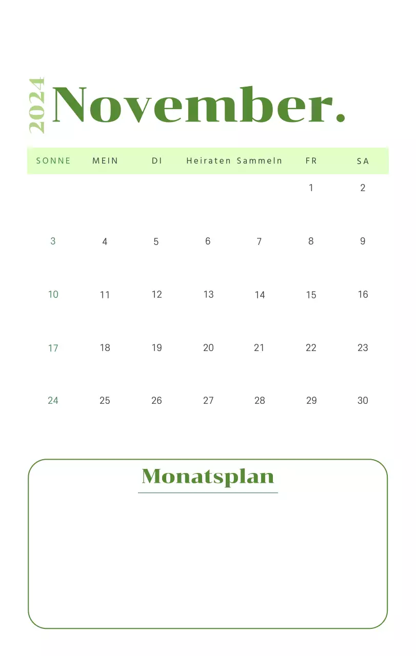 Kalender mit Jugendillustrationen auf gelbem und grünem Hintergrund